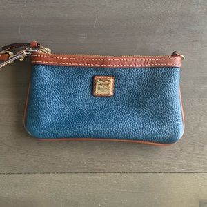 Dooney & Bourke Large Slim Wristlet pebbled leather Jeans Blue NWOT